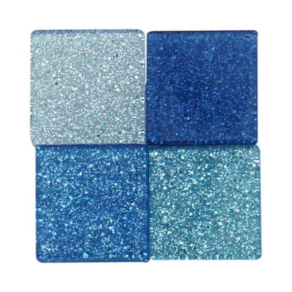 Moza&#xEF;ek glitter mix - 10 x 10 mm, blauw